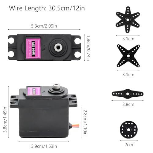 PNGOS RC Servomotor Wasserdicht Metall Kupfer Getriebe für Arduino 1/8 1/10 1/12 15kg 180° 5V Standart Servo Micro Modellbau Verwendet für Roboter,Roboterarme,Kletterautos,RC-Boote,RC-Flugzeuge usw