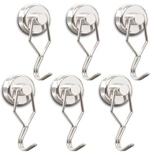 Tohoer Magnetic Hooks, Heavy Duty Neodymium Magnet Hook 50LBS with Rust Proof for Indoor Outdoor Hangers Hanging,Refrigerator,Grill,Tools,Kitchen,Key Holders, (Silver, 6 x 25MM)