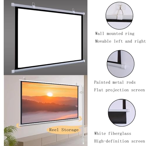 Pantalla de proyector manual 72 pulgadas 16:9 blanca miniatura 3
