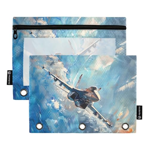KUEJOP Binder Pouches Fighter Jet Soaring in The Sky 3