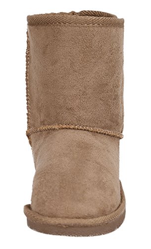 Livingston Kids' Plush Sherpa Lined Faux Suede Rubber Soled Winter Boots Camel 13