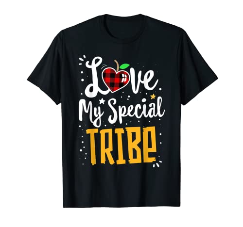Buffalo Plaid Love My Special Tribe Educación Especial Sped Camiseta