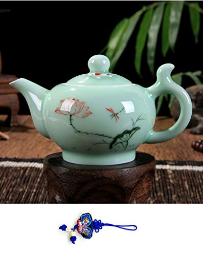 Celadon Handcrafted Hand Painted Tea Pot (Lotus) #TOP2