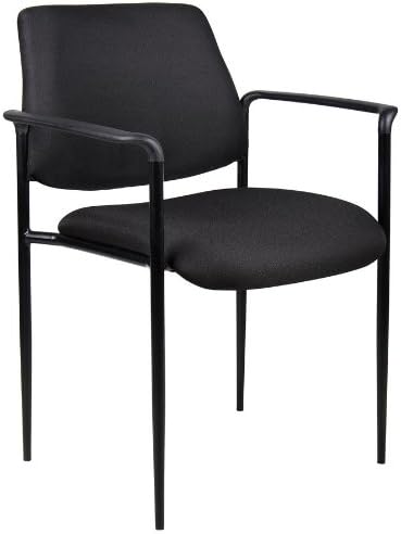 Square Back Diamond Stacking Chair with Arm in Black
