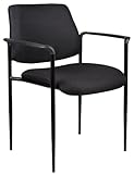 Square Back Diamond Stacking Chair with Arm in Black