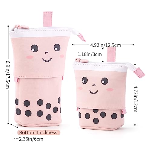 Angoobaby Standing Pencil Case Cute Telescopic Pen Holder Kawaii Stationery Pouch Makeup Cosmetics Bag For School Students Office Women Teens Girls Boys (Pink) #TOP4