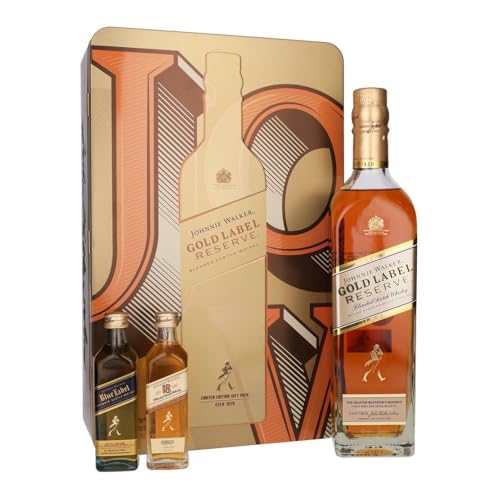 Johnnie Walker Gold Label + 18 Year Old & Blue Label Miniatures Scotch Whisky - 80cl