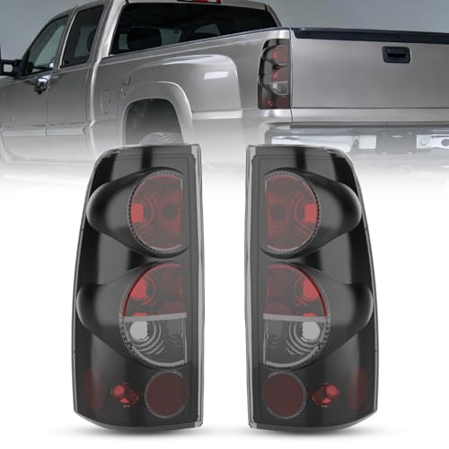 ROXX Tail Light Assembly Compatible with 1999 2000 2001 2002 2003 2004 2005 2006 Chevrolet Silverado 1999-2002 GMC Sierra Driver and Passenger Side (Black Housing/Smoke Lens-05)