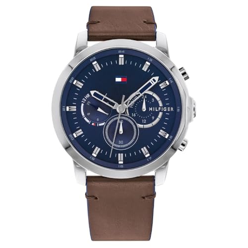 Image of Tommy Hilfiger Quartz Analog Blue Dial Leather Strap Watch for Men