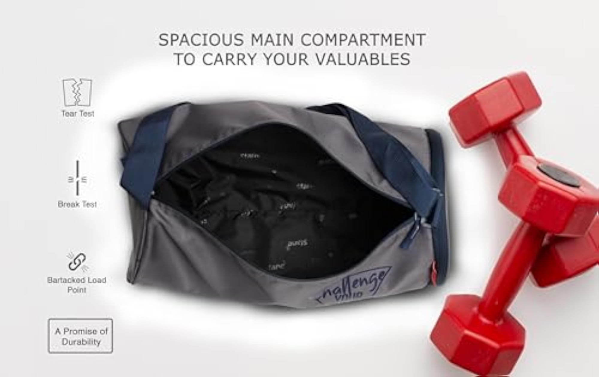 Grey & Blue Sports Gym Bags for Travel