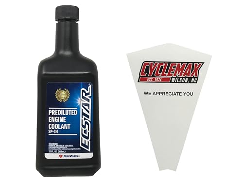 CYCLEMAX One Pack Compatible with Suzuki Ecstar Prediluted Engine Coolant 990A0-02E10-01Q Contains One Quart and a Funnel