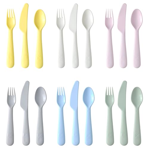 IKEA 18-teiliges Baby- und Kinderbesteck Pastell, BPA-frei, Geschirr