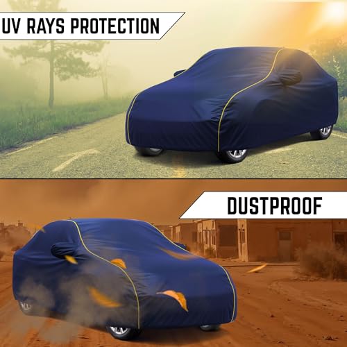 Image of Avecrew Waterproof Car Cover with Cotton Lining & Heavy Buckle (Blue, Sonet New)