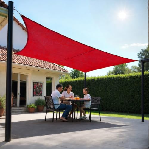 Image of HIPPO Shade Sail 9.5 Feet x 15 Feet Sun Shade 98% UV Block for Canopy Cover, Outdoor Patio, Garden, Pergola, Balcony Tent (Redwood)