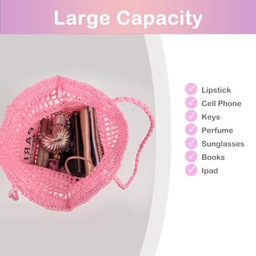 Bolso tote de paja para mujer, bolso de hombro tejido a mano, grande, estilo hobo, ideal para verano, vacaciones y viajes miniatura 6