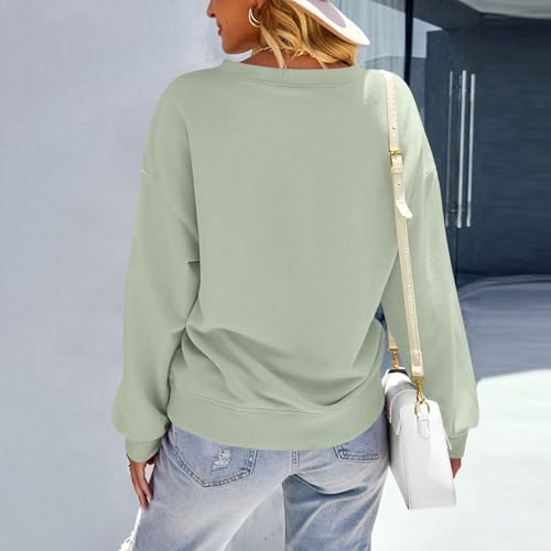 Image of Women Crew Neck Sweatshirts Fall Casual Oversized Sweat Shirts Long Sleeve Cute Preppy Sweatshirt Comfort Pullover