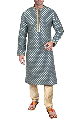SK105 Men's Grey Kurta Pajama Set Wedding Kurta Pyjama Indian Party Suit