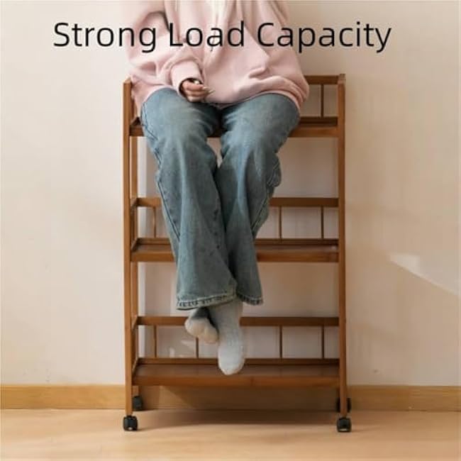 3 Tier Rolling Cart on Wheels, Wood Coffee Cart, Storage Islands for Kitchen Room, Living & Bedroom(11.8 * 13.8 * 32.3in,A)-WWuobLPJ