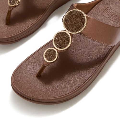 Image of FitFlop Halo Bead-Circle Metallic Toe-Post Sandals | Casual Sandals