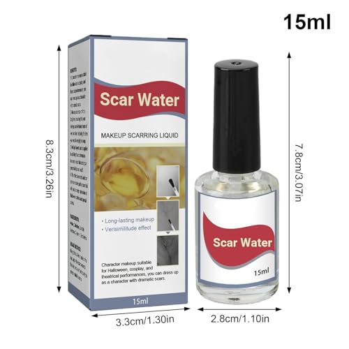 Tanxier Liquide de Cicatrice de Maquillage, 15ml Gel de Cicatrice de Maquillage Halloween FX Fausse Peau avec Pinceau pour Scène, écran, Théâtre, Fausse Peau pour Cosplay – vue 7