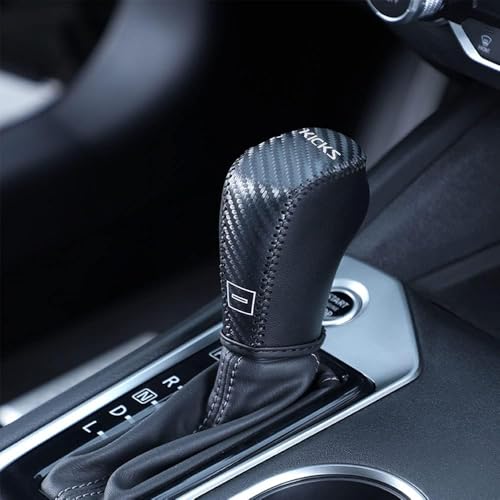 XITER for Genuine Leather Gear Shift Knob Cover Car Protect Accessories Case for Nissan Kicks 2018-2024 (Carbon Fiber)