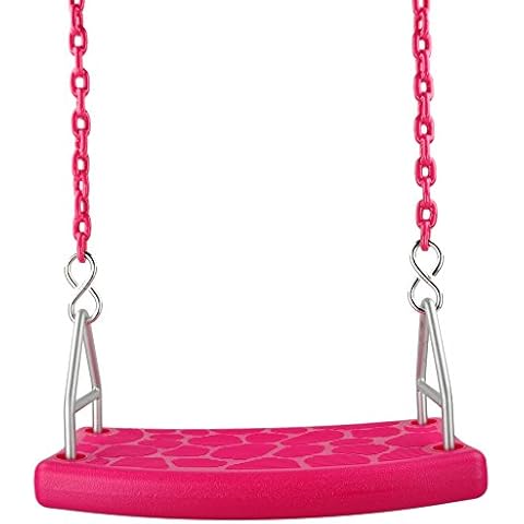 Swing Set Stuff Inc. Flat Seat with 5.5 Ft. Coated Chain (Pink) and SSS Logo Sticker Cover