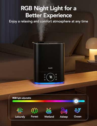 GoveeLife 7L Humidifiers for Bedroom, Smart Top-Fill Cool & Warm Mist Humidifier Large Room, Auto Mode, 70H Quiet Runtime for Baby Plants Nursery, App & Voice Control, RGB Nightlight, Humidity Sensor