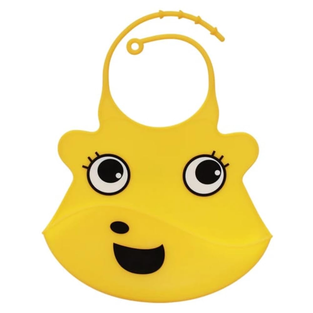 BABIES BLOOM Yellow Patch Silicone Baby Bib With Crumb Catcher | Baby Silicone Bibs | Baby Feeding Bib-image-1