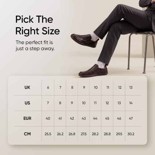 Image of Frido ErgoSlyd Formal Slip-on Shoes for Men, Genuine Leather Loafers with Wide Toe Box & Zero Drop Sole, Cushioned Insole for All-Day Comfort, Ideal for Business, Office, Weddings & Formal Occasions