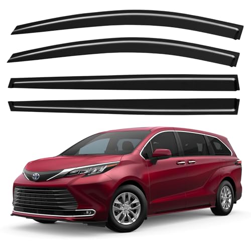 Image of Window Visors Rain Guards for 2021 2022 2023 2024 2025 2026 Toyota Sienna, Out-Channel Window Vent Wind Deflectors Visors Shades for 21 22 23 24 25 26 Sienna
