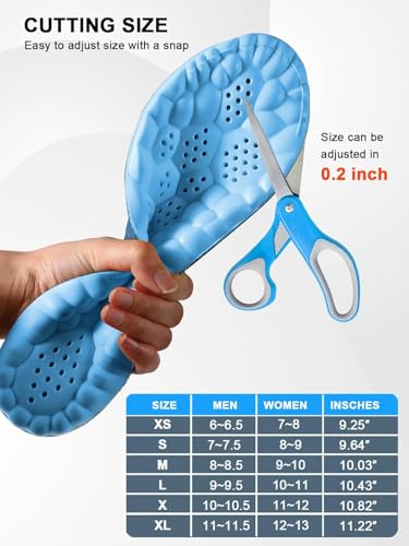 Image of 4D Cloud Insoles for Men and Women, Arch Support Insoles, Memory Foam Insoles, Shock Absorption and Cushioning Sports Shoe Insoles (Blue, XS (Men 5-6 / Women 6-7))