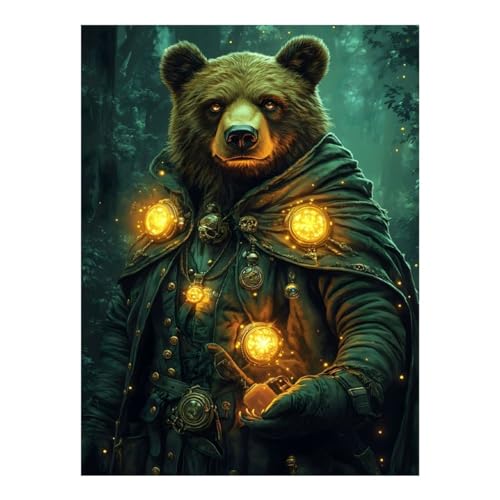 Kit peinture diamant ours magicien adulte broderie diamant forêt 30x40 cm