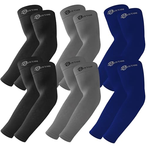 Image of BHYTAKI UV Sun Protection Arm Sleeves, UPF 50 Sports Cooling Arm Compression Sleeves for Men Women Teenager