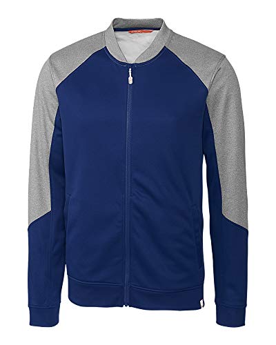 Image of CBUK Men's Pop Fly Colorblock Heathered Fleece Full Zip Bomber Jacket