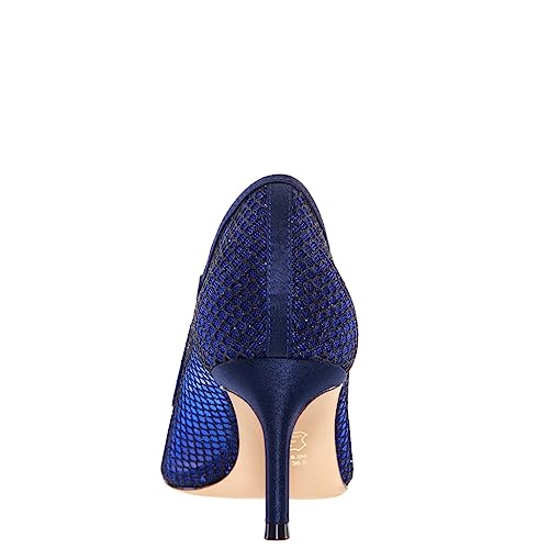 NINA Niley - Women's Gunmetal Mesh Low-Heel Classic Fashion Dressy Pump Shoes - Elegant and Comfortable Women's heeled Pumps - Casual and Dress4