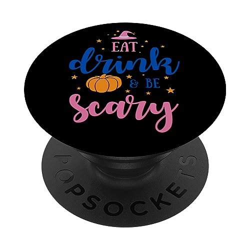 Funny Halloween Eat Drink And Be Scary Vintage Halloween PopSockets Swappable PopGrip, Black