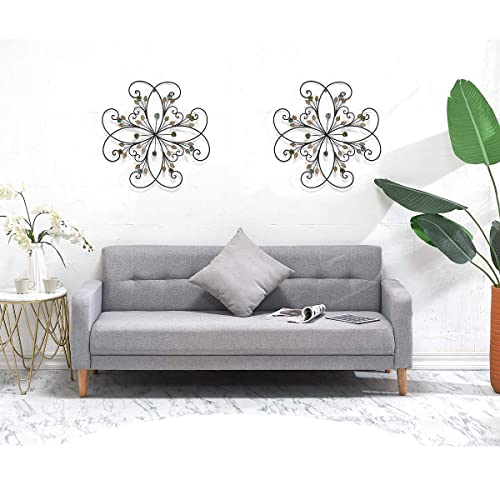 KUWIVO Lechesis 24" Metal Flower Scroll Wall Art Decor Sculptures with Rust Leaf for Living Room Bedroom - Image 5
