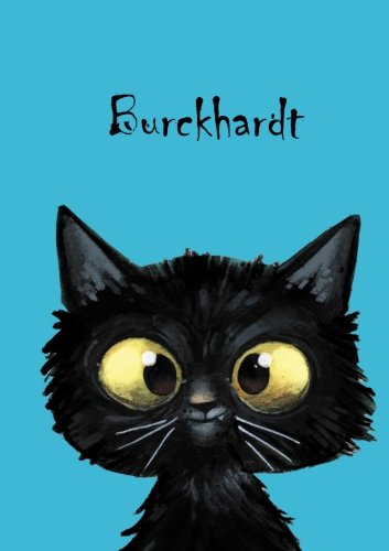 Burckhardt: Personalisiertes Notizbuch, DIN A5, 80 blanko Seiten mit kleiner Katze auf jeder rechten unteren Seite. Durch Vornamen auf dem Cover, eine ... Coverfinish. Über 2500 Namen bereits verf