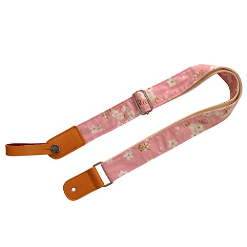 MUSIC FIRST Sangle pour ukulélé vintage en mousseline souple et cuir véritable avec sangle en cuir véritable Rose Sakura - Les Beatles, Paul McCartney, John Lennon, RIngo Starr, George Harrison MUSIC FIRST Sangle pour ukulélé vintage en mousseline souple et cuir véritable avec sangle en cuir véritable Rose Sakura – Image 5