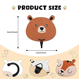 4 Pcs Kids Wall Hooks Wooden Safari Animal Coat Hooks Decorative African Jungle Animal Theme Decorations for Kids Room Nursery Bedroom