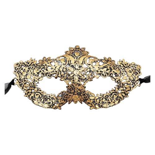 SHINROAD Masque en dentelle de mascarade, visage de luxe pour femme, demi-visage vénitien élégant pour mascarade, fêtes costumées, bal de fin d'année, accessoire de carnaval, occasions spéciales, doré