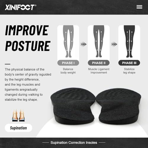 Image of XINIFOOT Supination Correction Insoles for Men & Women, Posture Correcting Orthotic Insoles for Rectify Flat Feet, O Type Legs, Bow Legs, Heel Pain (Color: Supination Insoles)