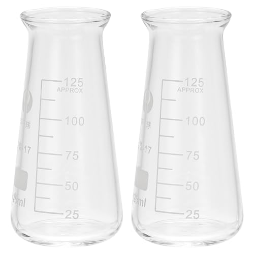 Fiole Erlenmeyer en verre borosilicate 125ml col étroit pour laboratoire lot de 2