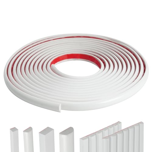 YEFANXI Moldura semicircular flexible de 0.79 pulgadas x 10 pies para azulejos, bordes, paredes, bordes, ventana de celosía, borde flexible y autoadhesivo, blanco (0.78 x 0.27 pulgadas)
