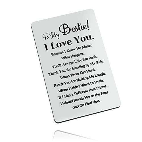 Baipilu To My Bestie Engraved Wallet Card Inspirational Present for Sister Best Friends Funny Gift for Sister Friendship Gifts for Women Thanksgiving Valentine's Day Anniversary Birthday Present
