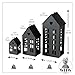 Main Street Town House Candle Lanterns, Set of 3, Vintage Style, Heart Details, Rustic Black, Metal, Corrugated Gabled Roof-Tops, 13.75, 9.5, and 5 Inches Tall