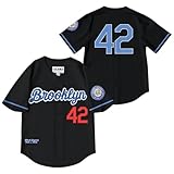 UNLC Jackie Robinson #42 Baseball Jersey – Embroidered Throwback with Legacy Patch, Black, Stitched Letters, Adult, X-Large
