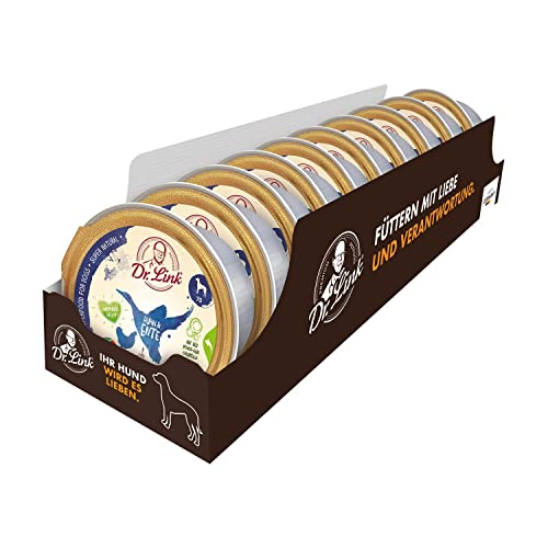 Dr. Link® SUPER Natural 10x125g Premium-Nassfutter für Hunde: Huhn und Ente mit Süßkartoffel, Mango und Zitronenmelisse | getreidefrei | Superfoods