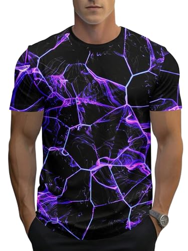 Mens Pattern T-Shirt - Round Neck Short Sleeve T-Shirt Casual Printed Summer Top (UK Alpha 5XL Regular Regular Printed T-shirt18)