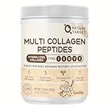 NATURE TARGET Multi Collagen Peptides for Women - Hydrolyzed Collagen Powder with Vitamin C & E - Type I, II, III, V & X Support Skin, Hair & Joint, Vanilla Flavored, 35 Servings